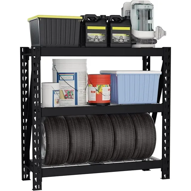 WorkPro 3-Tier Garage Shelving Unit Heavy Duty Metal Storage Rack Height Adjustable Industrial Shelving