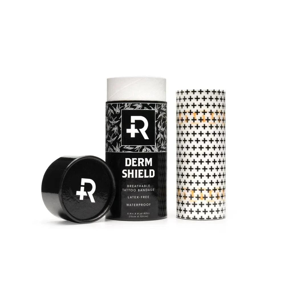 Recovery Derm Shield Tattoo Aftercare Bandage Roll - Transparent, Waterproof Adhesive Bandages - 7.9 Inches x 8 Yards