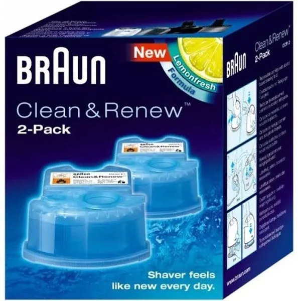 Braun Clean & Renew Refill Cartridges CCR, Lemon Fresh, 2 Pack