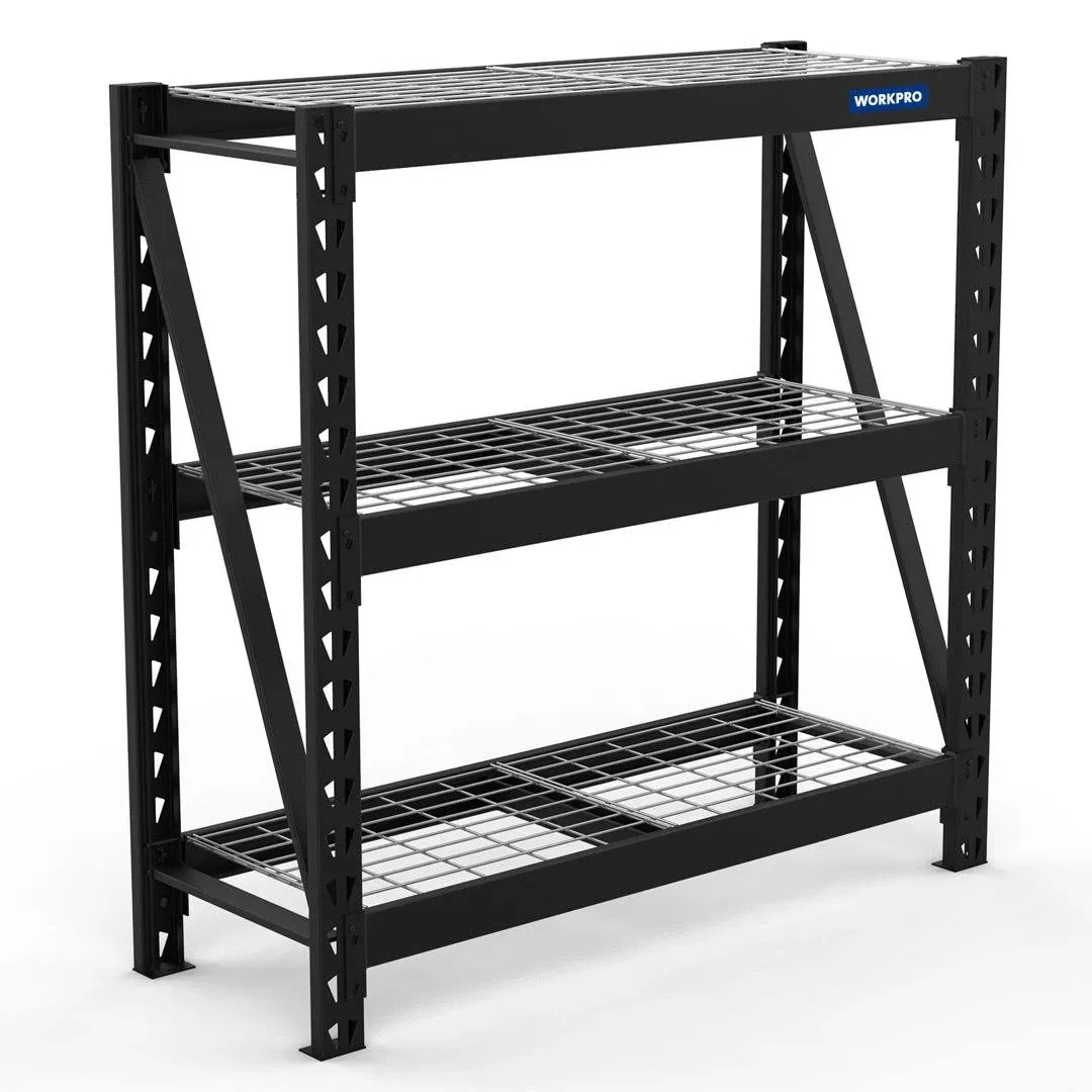 WorkPro 3-Tier Garage Shelving Unit Heavy Duty Metal Storage Rack Height Adjustable Industrial Shelving