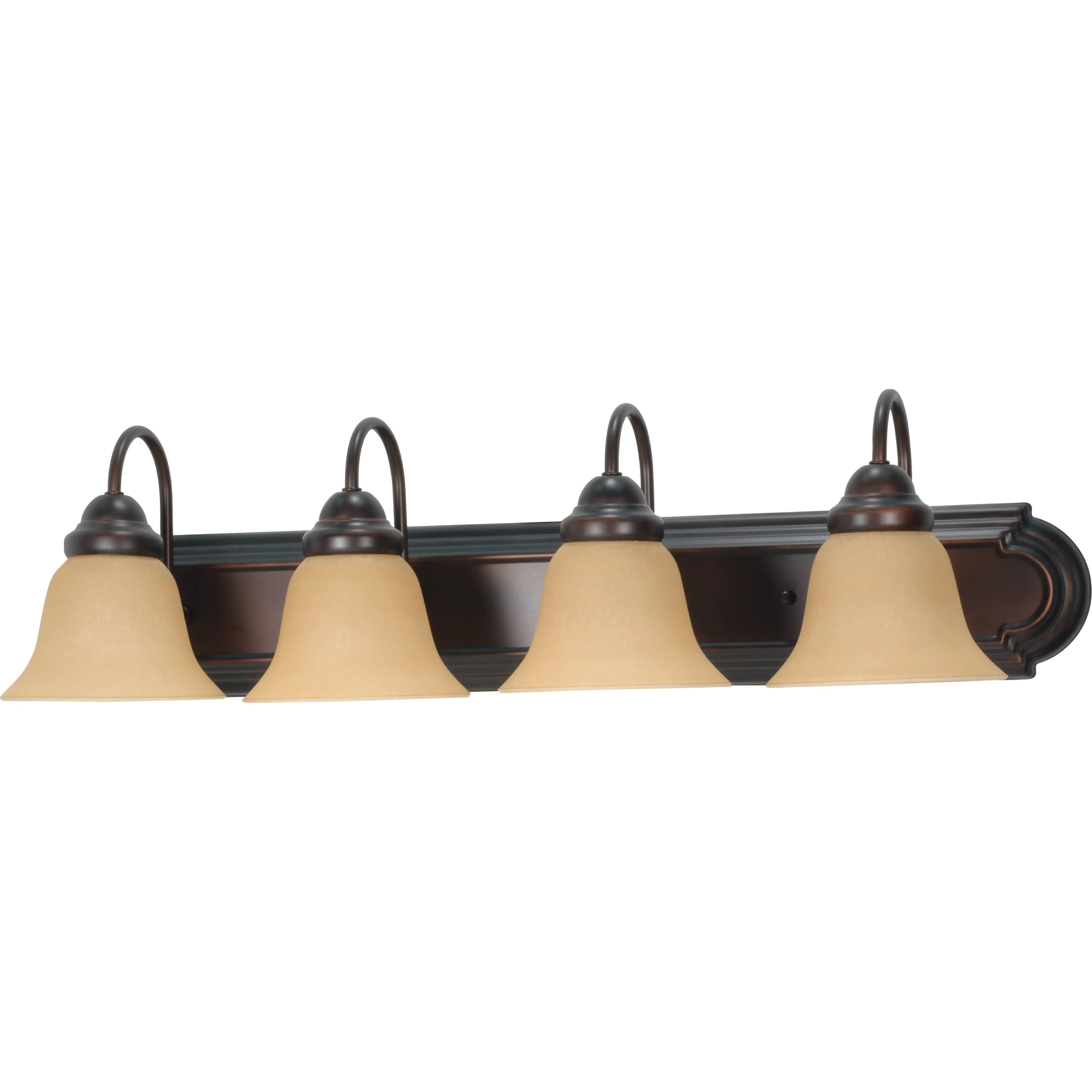 NUVO 60/1266 Four Wall-Vanity Light Fixture, 4, Mahogany Bronze/Champagne Glass