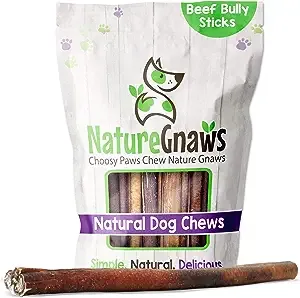 Nature Gnaws Bully Sticks for Large Dogs Premium Natural Beef Dental Bones