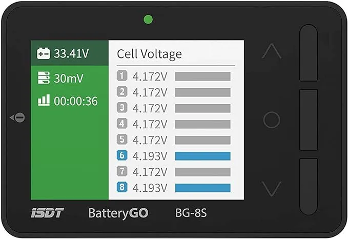 ISDT BattGo BG-8S Battery Meter，LCD Display Digital Battery Capacity Checker Battery Balancer Battery Tester for LiPo/Life/ Li-ion/NiMH/Nicd