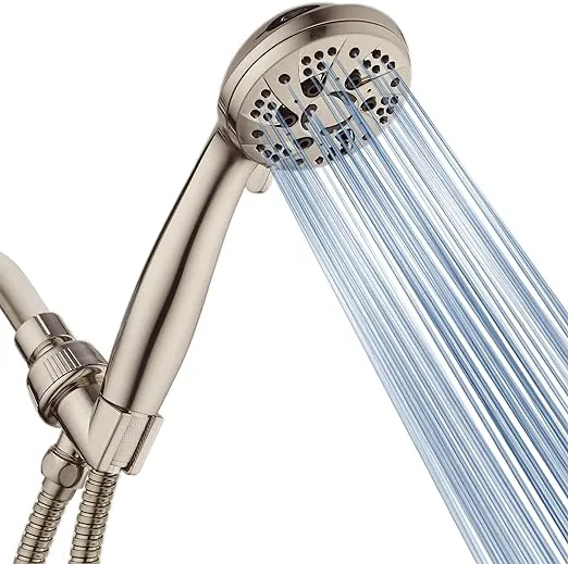 AquaDance High Pressure 6-Setting Full Brushed Nickel Handheld Shower Head