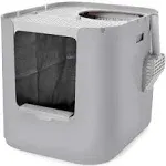 Modkat XL Litter Box - Extra Large Cat Litter Box with Top & Front-Entry - Lid/Walk-Off Mat Reusable Liners - Tall Base Keeps Mess Inside - Easy to Clean White