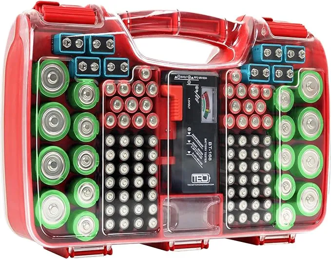 The Battery Organizer Storage Case with Hinged Clear Cover and Removable Battery Tester