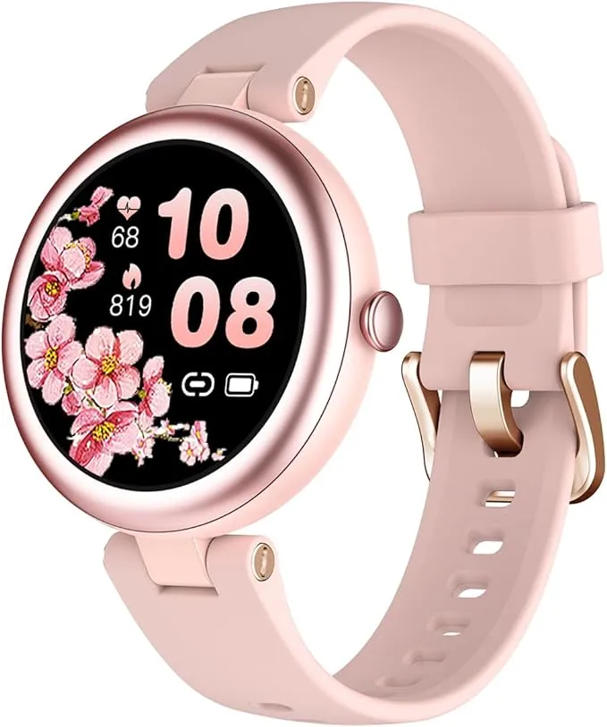 Smart Watches for Women Waterproof, Round Women's Watch Compatible with iPhone Android Phones Fitness Tracker Reloj para Mujer with Heart Rate Monitor Pedometer Sleep Tracker Pink, Lynn