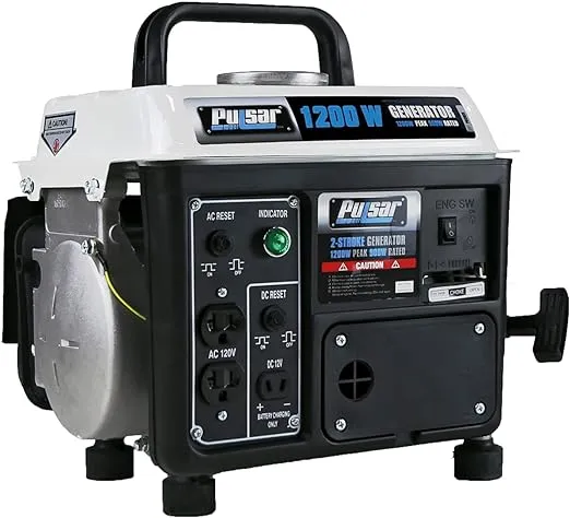 Pulsar Peak Portable Gasoline Powered 2 Stroke Generator with Outlets - 1200 W