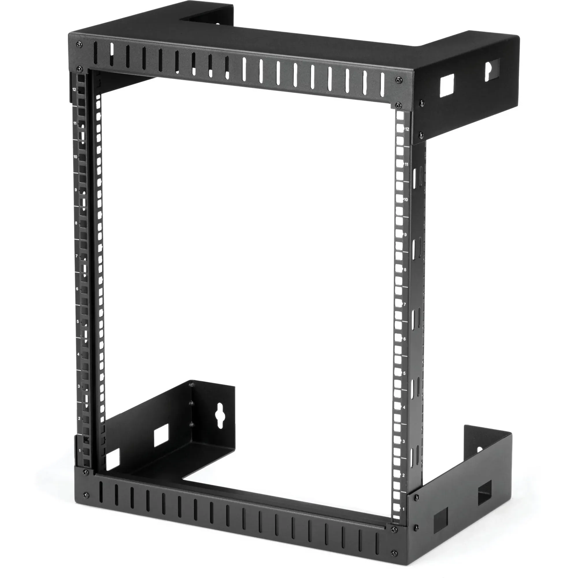 StarTech.com 2-Post 12U Heavy-Duty Wall-Mount Network Rack, 19" Open Frame Server Rack, 12" Deep, Wall Mount Data Rack for IT / AV / Patch Panel / Computer Equipment (RK12WALLO)