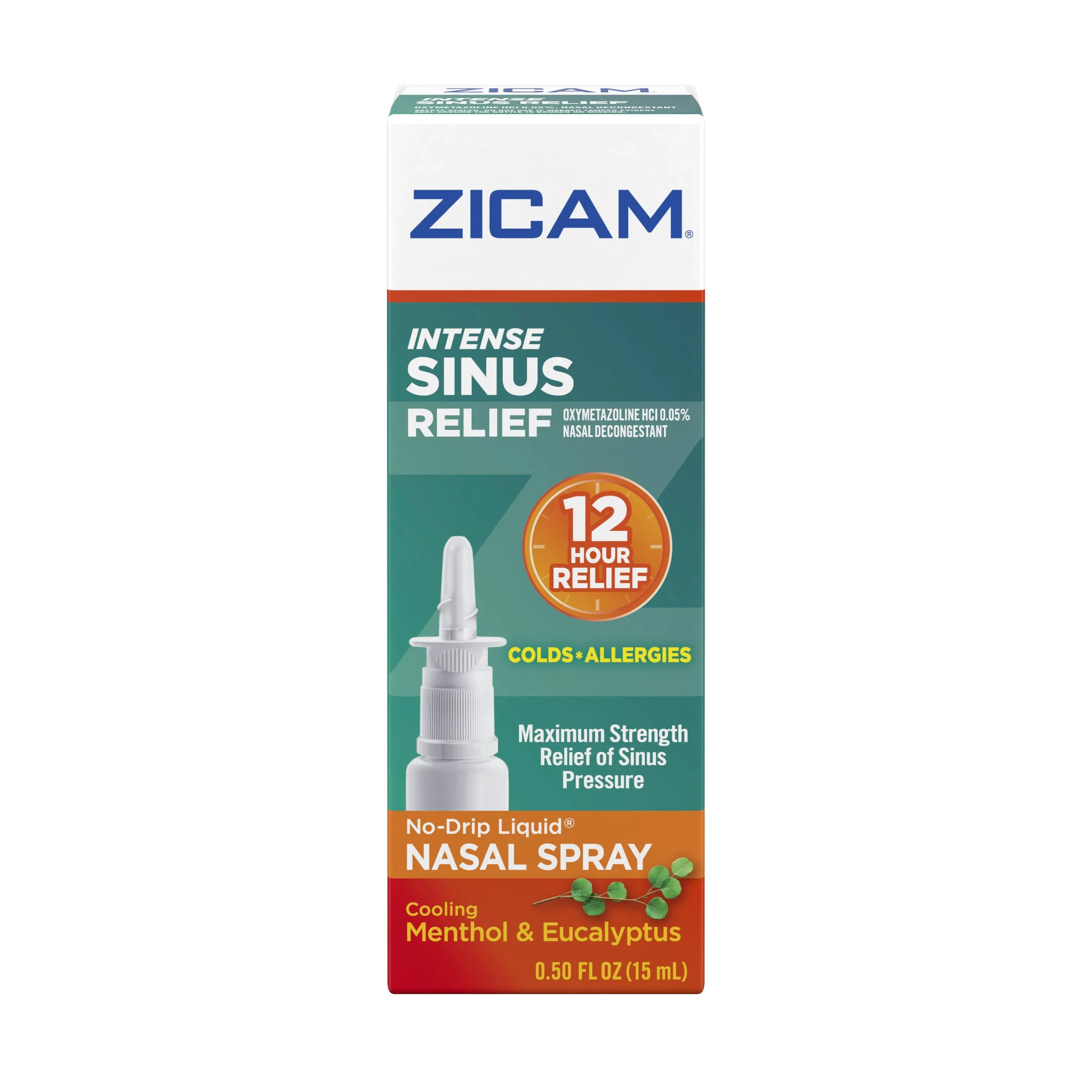 Zicam Intense Sinus Relief No-drip Liquid Nasal Spray with Cooling Menthol & Eucalyptus, 0.5 Ounce (Pack of 2)