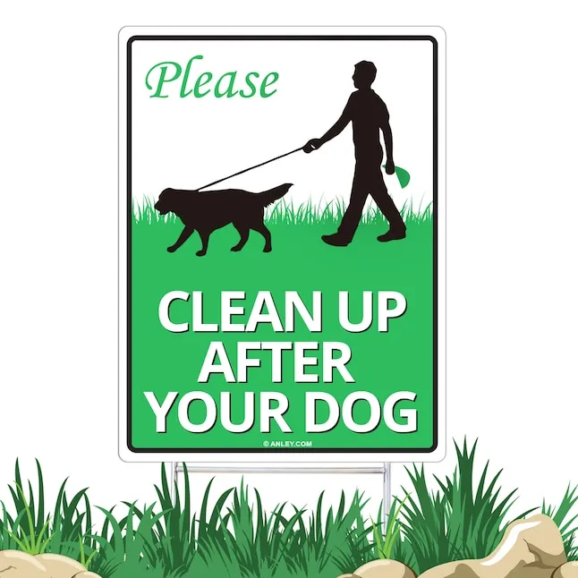 Clean up after Your Dog Signs 12&#034;X9&#034; with Metal H-Stake | No Poop Signs for Lawn