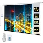 Pyle 84&#034; Portable Motorized Matte White Projector Screen - Automatic Projection