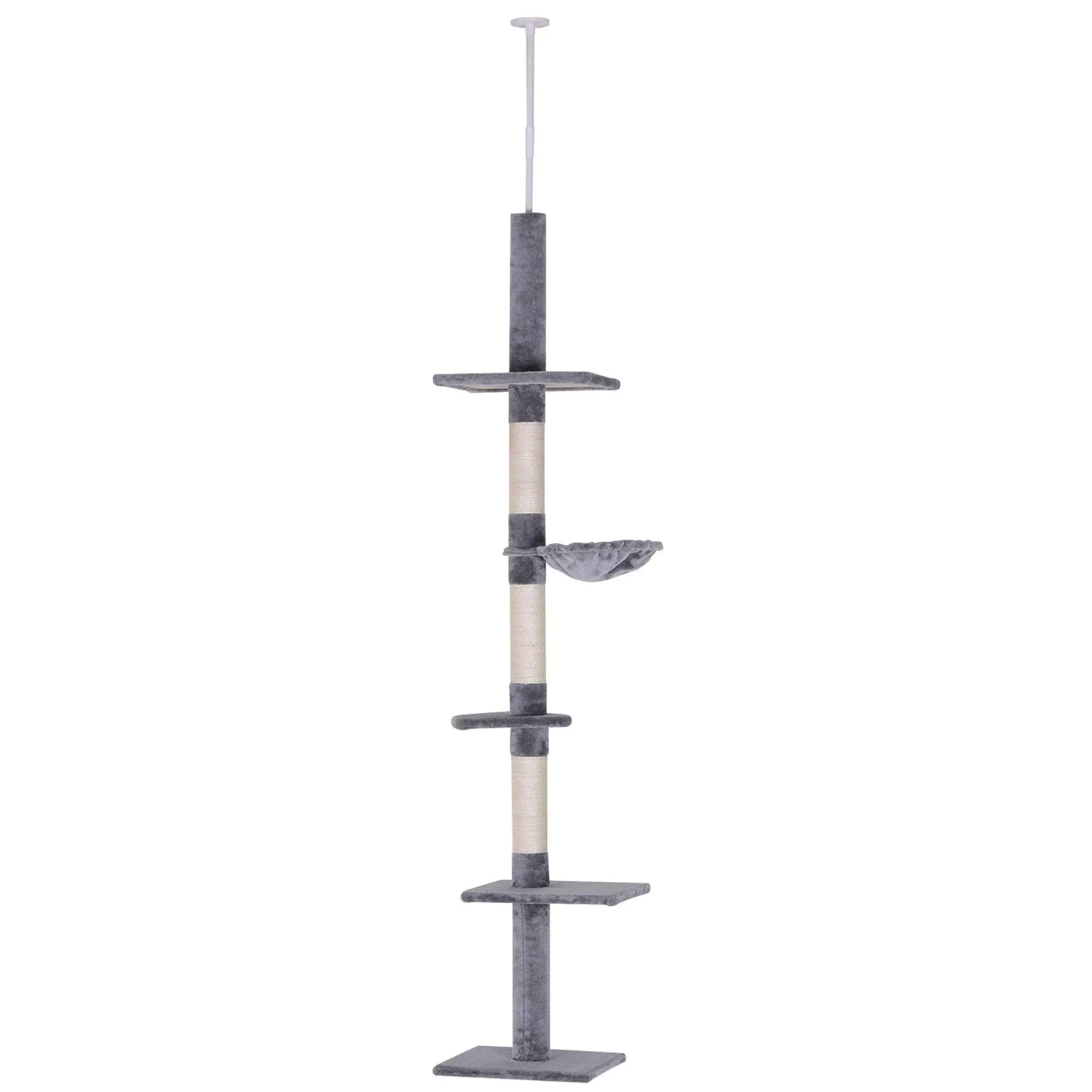 PawHut 9' Adjustable Height Floor-To-Ceiling Vertical Cat Tree