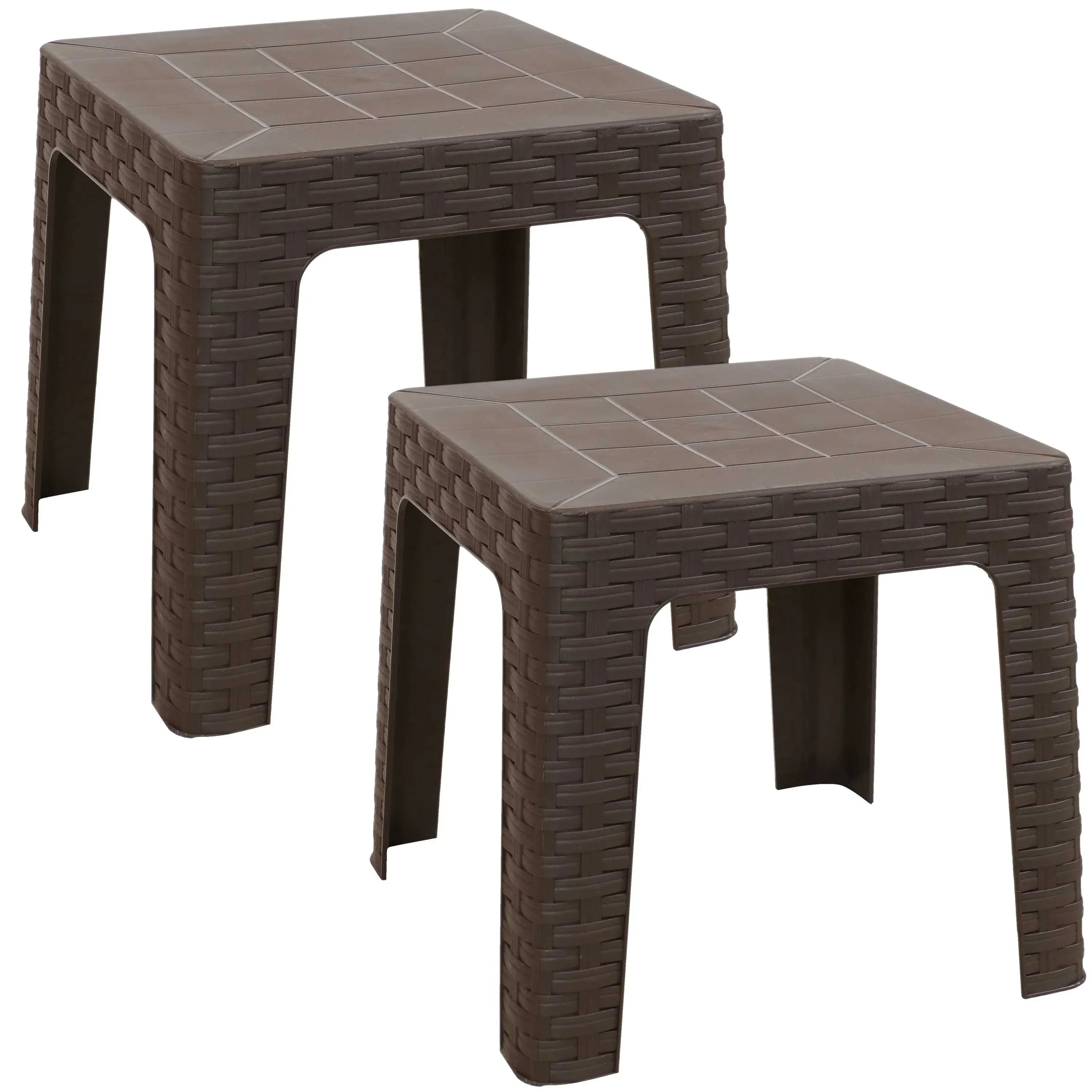 Sunnydaze 18-Inch Square Outdoor Plastic Side Table - Brown