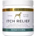 PetScy - Dog Itch Relief with Fatty Acids, EPA, DHA, & Omega, Nutritional Support, Chews for All Ages, Pork Flavor, 30 Chews