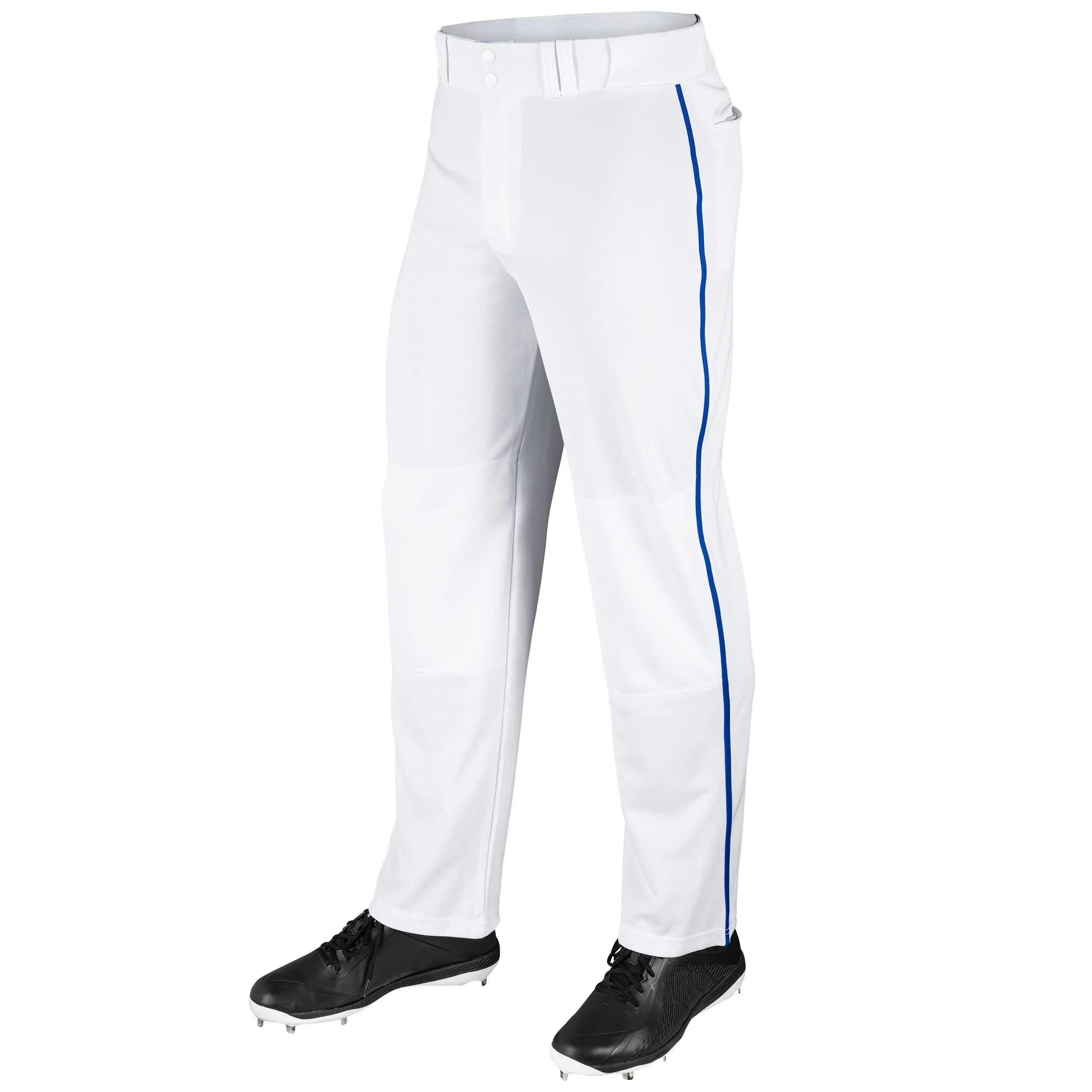 Champro MVP Open Bottom Youth Baseball Pant W/Braid, White/Royal / M