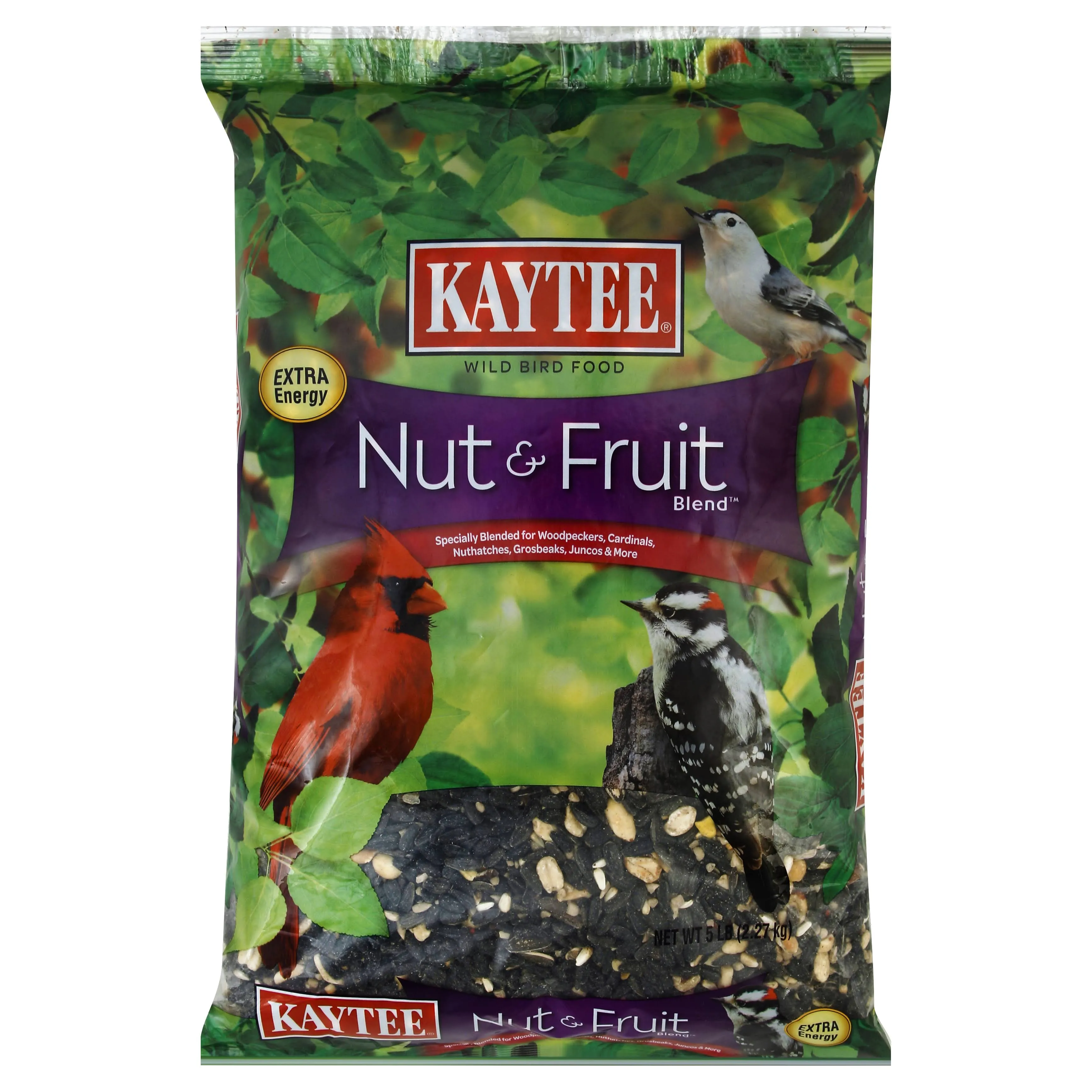 Kaytee Wild Bird Food Nut & Fruit Seed Blend For Cardinals, Chickadees, Nuthatches, Woodpeckers and Other Colorful Songbirds, 10 Pound