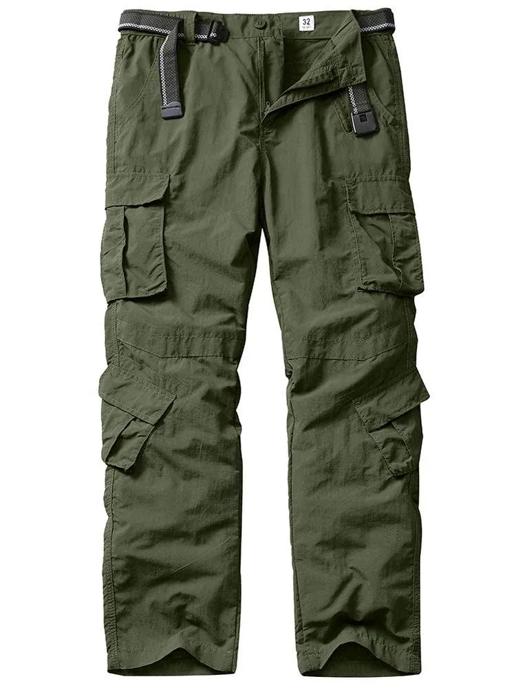 linlon Men's Outdoor Casual Quick Drying Lightweight Hiking Cargo Pants with 8 Pockets