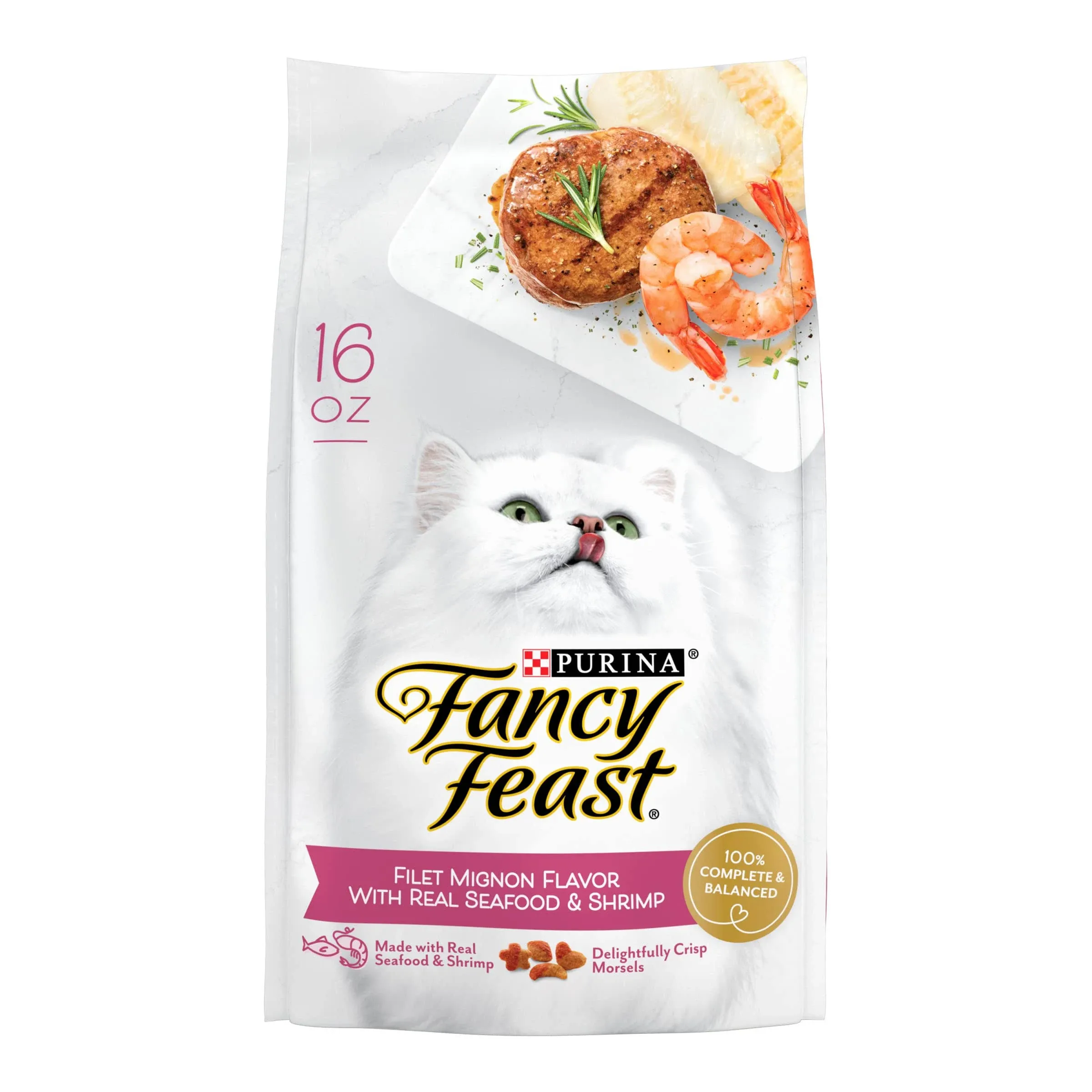 Gourmet Dry Cat Food - Filet Mignon Flavor with Real Seafood &amp; Shrimp, 3 lb Bag