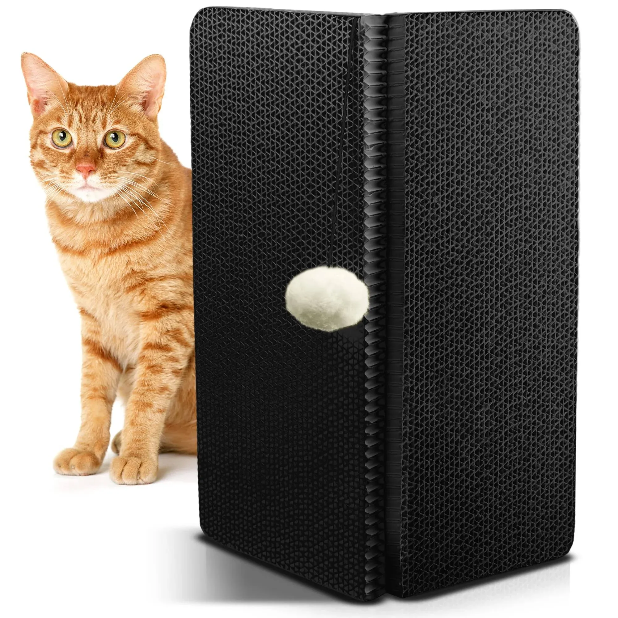 Cat Corner Scratcher - Innovative Cat Scratch Pad for Wall and Corner - Durable and Fun Cat Wall Scratcher for Sharp Claws - Black