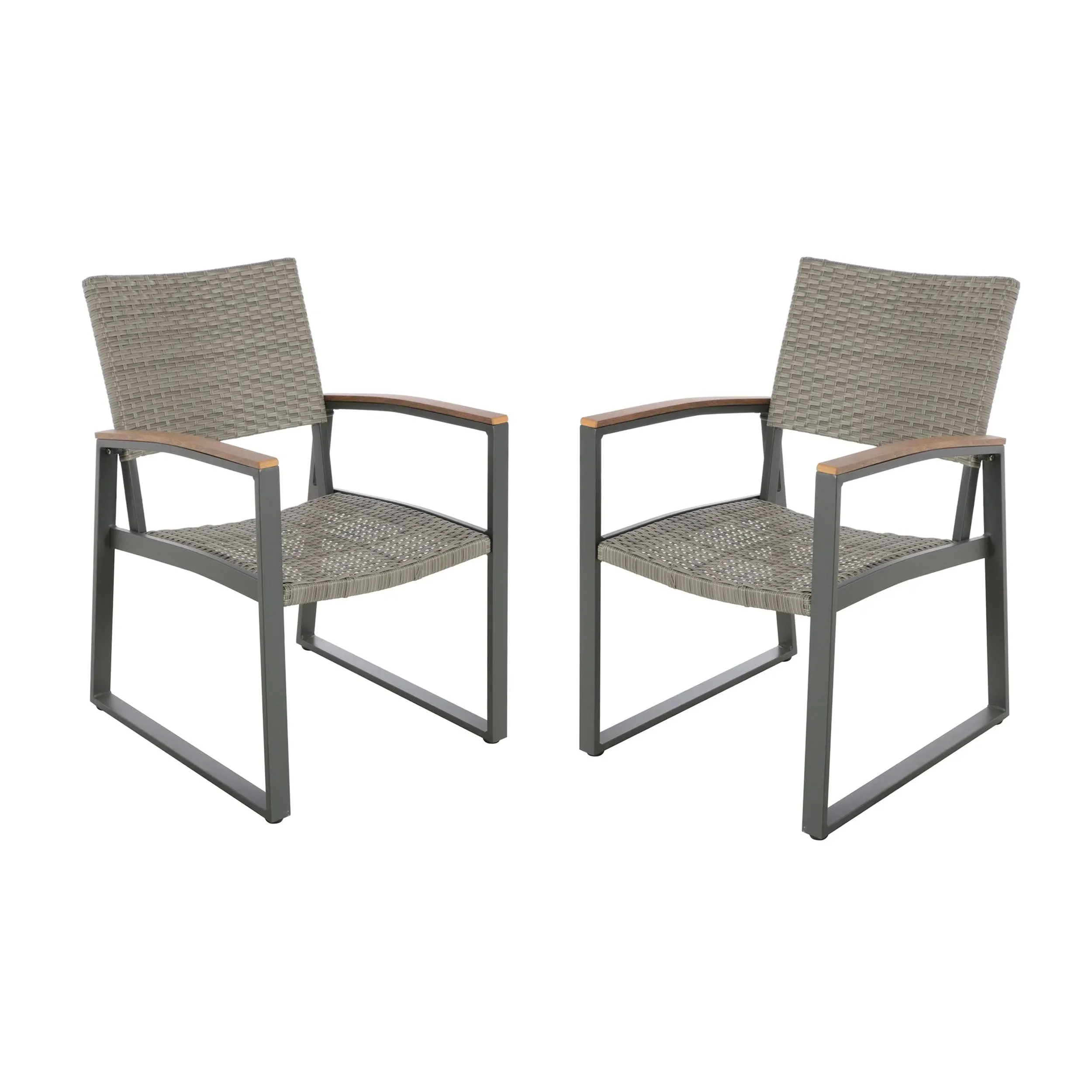 GDF Studio Aubrey Outdoor Wicker Dining Chairs (Set of 2)