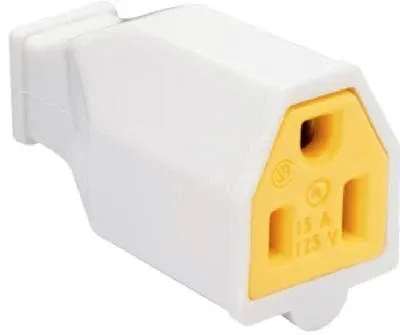 Legrand Pass & Seymour SA993WCC10 15-Amp 125-volt Straight Blade Connector Two Pole Three Wire, White (1 Count)