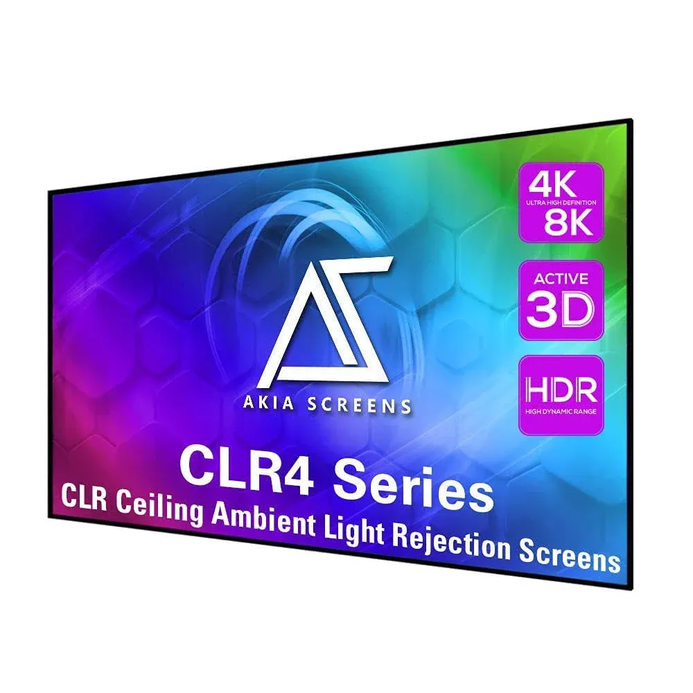 Akia Screens Clr and ALR Projector Screen 123 inch 16:9 Ceiling Light Rejecting ...