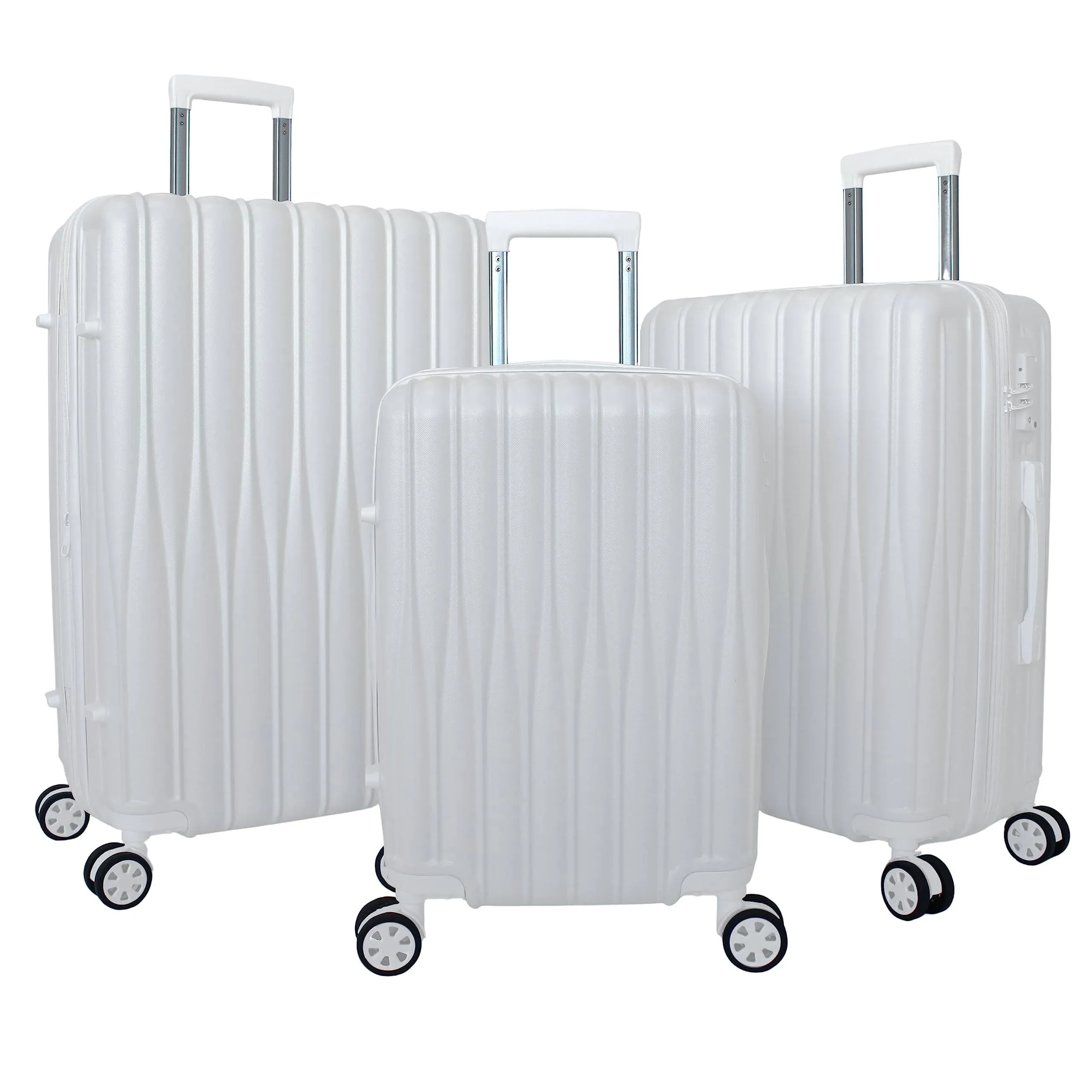 World Traveler Snow 3-Piece Expandable Spinner Luggage Set - White