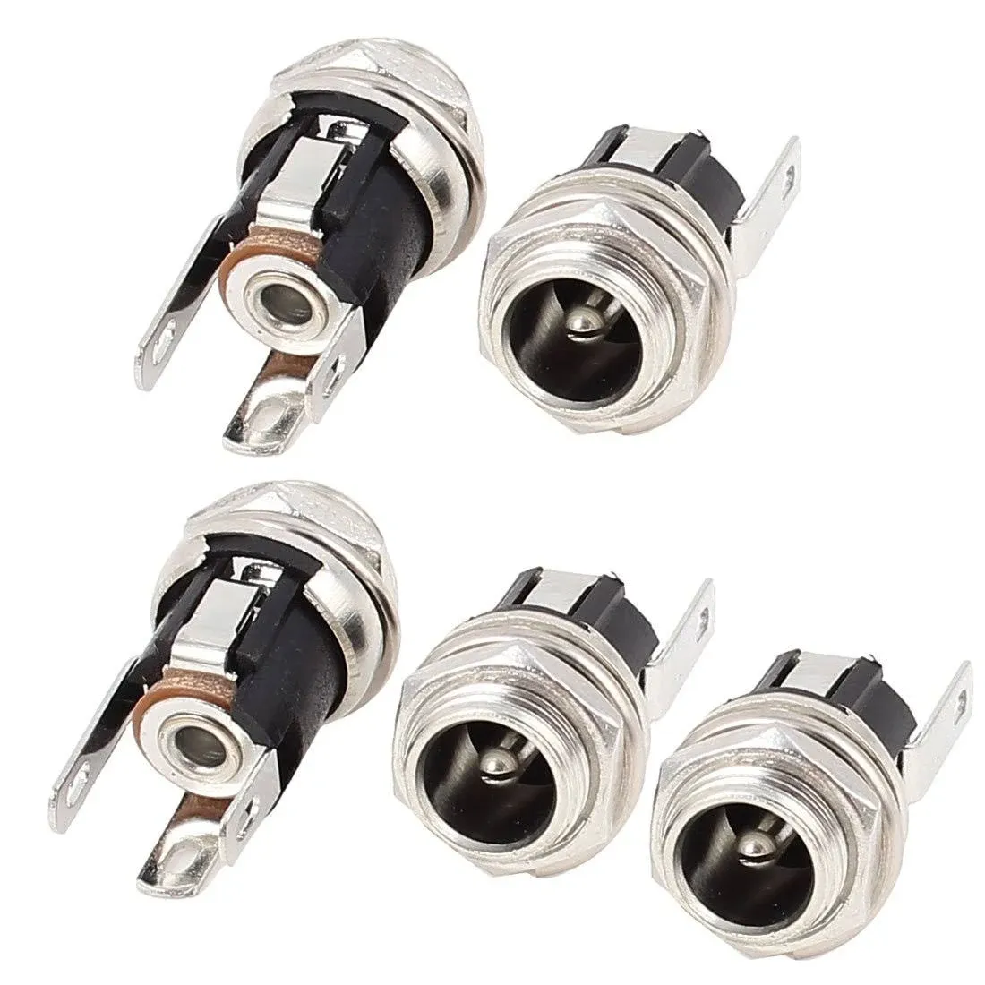 Unique Bargains 5pcs 5.5mmx2.1mm DC Power Jack Socket Female Panel Mounting Connector