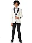 OppoSuits Big Boys 3-Piece Pearly Solid Tuxedo Set - White - Size 16