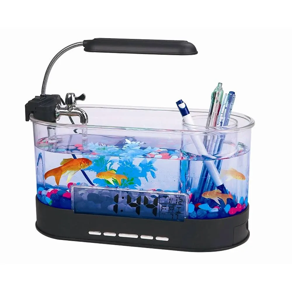 Modern Home USB Desktop Aquarium with Light/Clock Organizer - Beach Style - Desk Accessories - by Vandue Corporation | Houzz