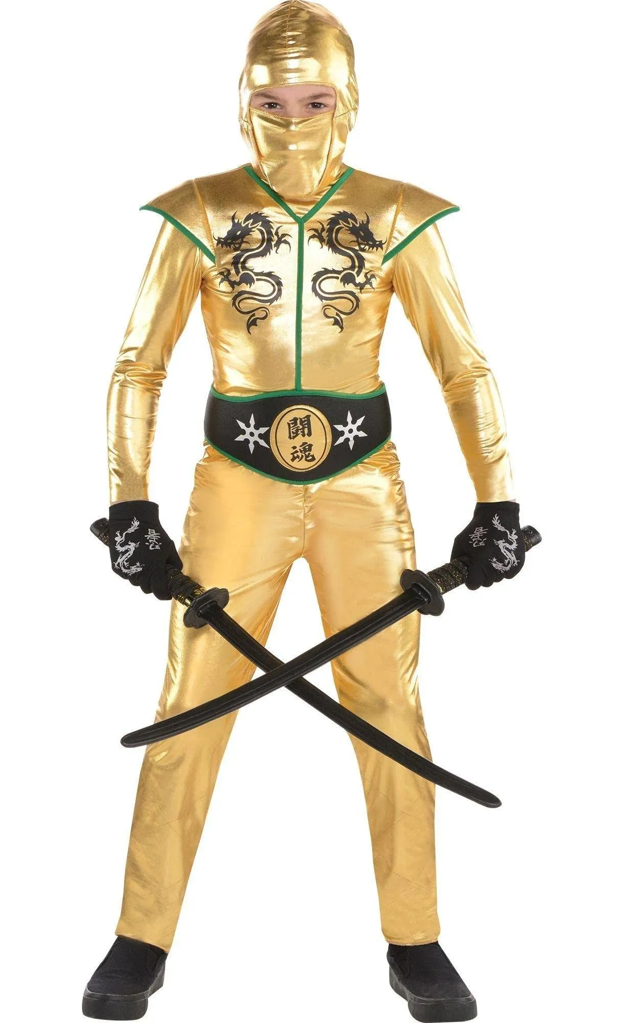 Gold Fighter Ninja Warrior Martial Arts Fancy Dress Up Halloween Child Costume