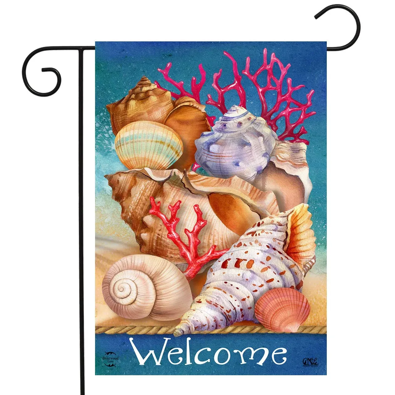 Seashell Welcome Summer Garden Flag Beach Nautical 12.5&#034; x 18&#034; Briarwood Lane