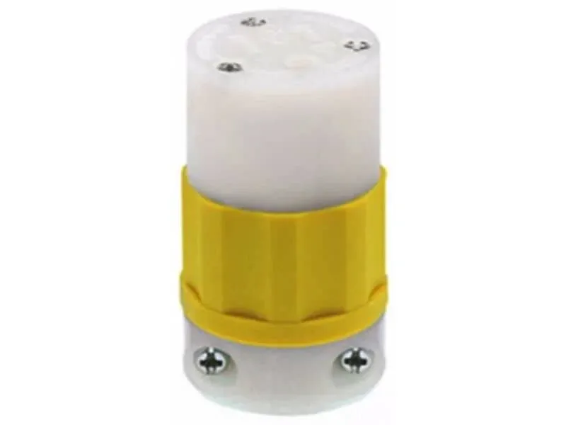 Leviton 15 Amp 125V NEMA 5-15R 2P 3W Connector Straight Blade Industrial Grade Grounding Yellow-White (5269-CY)