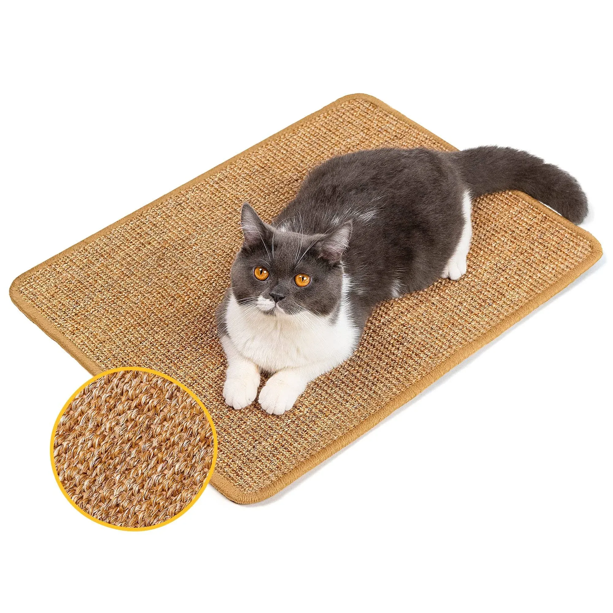 Cat Scratcher Mat,Natural Sisal Cat Scratch Pad,Horizontal Floor Cat Scratching Pads Rug for Indoor Cats Grinding Claws Nails,Cat Furniture Protector for Couch & Carpets & Sofas