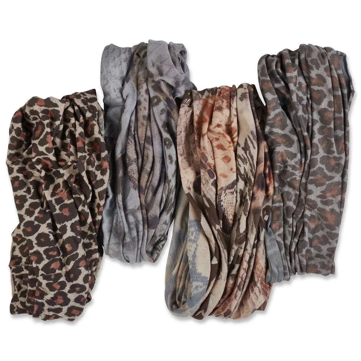 Bamboo Trading Company Boho Wide Headband - Set of 4 Animal Print Headwraps - 16”L x 9”W