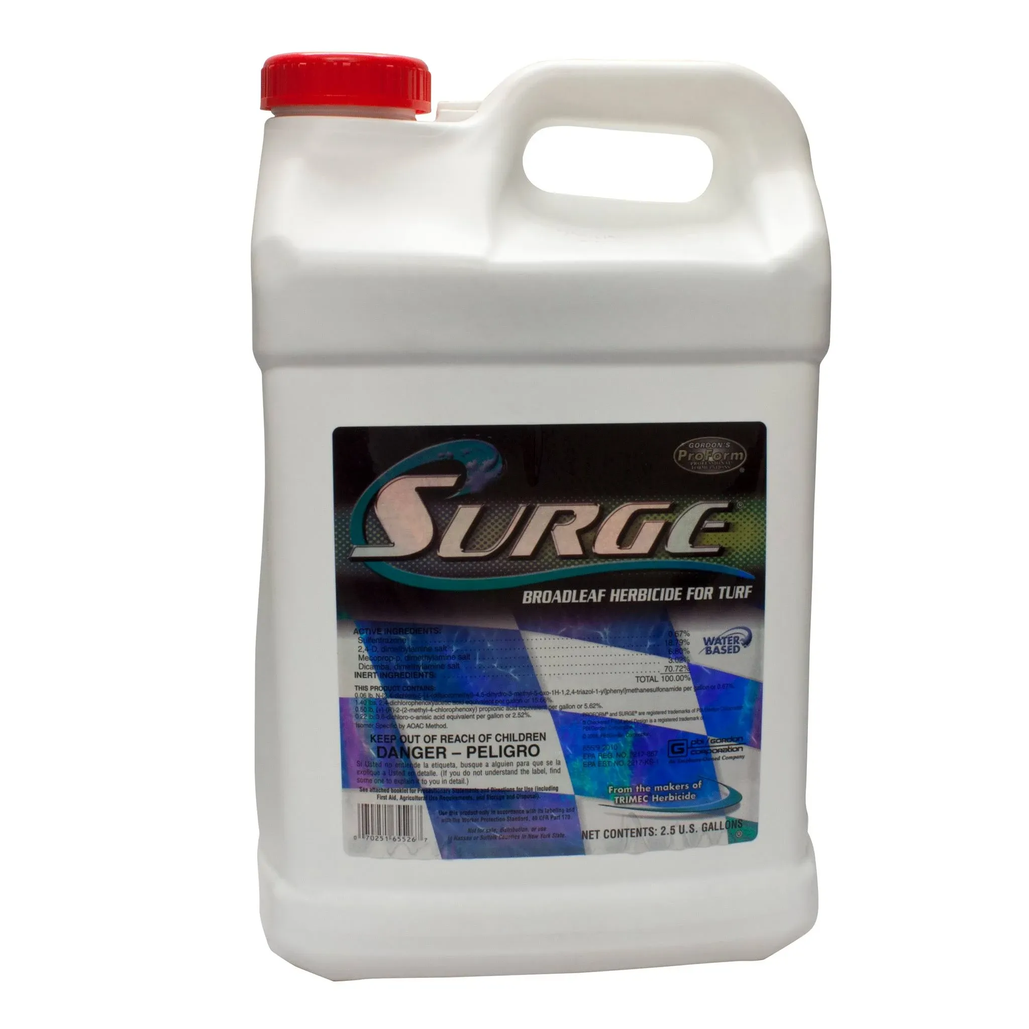 Surge Broadleaf Herbicide For Turf 2.5 Gals Selective Post Emergent Herbicide Can Not Be Sold or Shipped To: California or New York