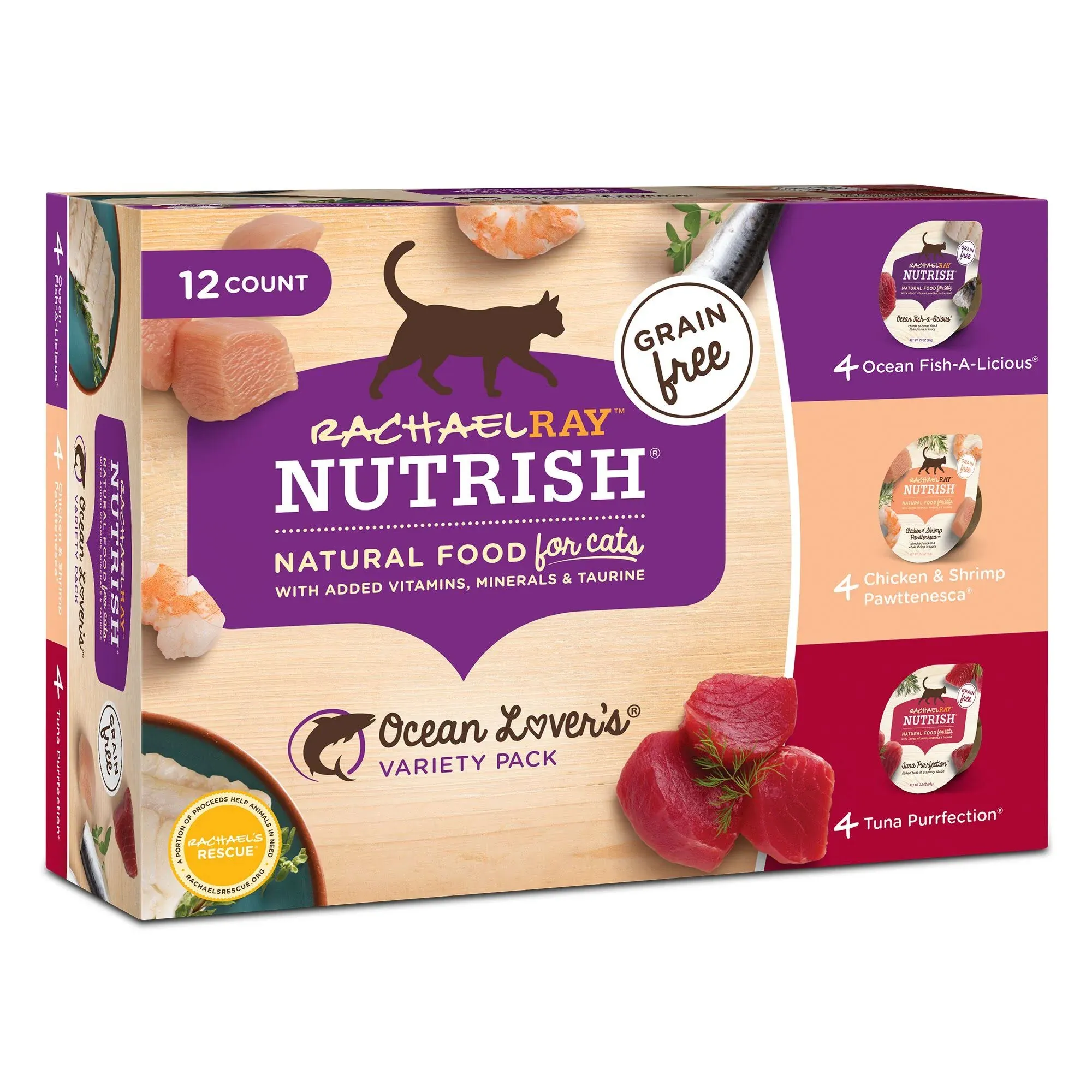 Rachael Ray Nutrish Natural Fish Lovers Variety Pack Wet Cat Food - 12 count, 2.8 oz tubs