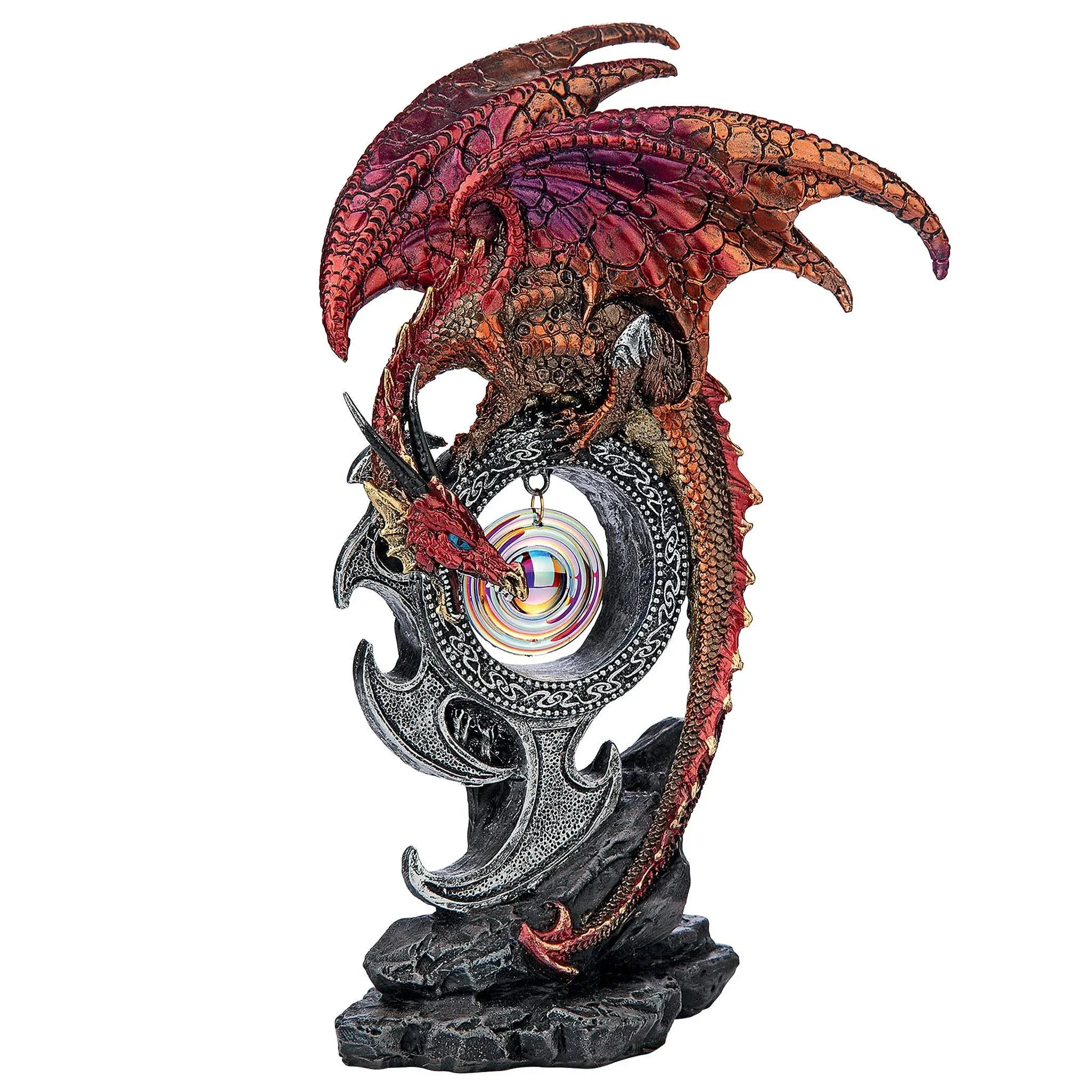 Design Toscano QS293907 Carnelian the Wind Serpent Gothic Dragon Statue, 9 Inch, Red